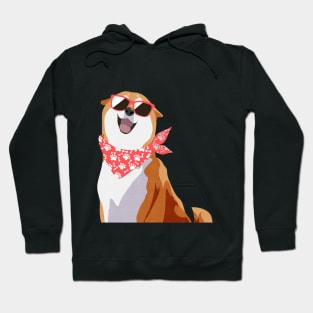 Happy Shiba Inu - Red shades and bandana Hoodie